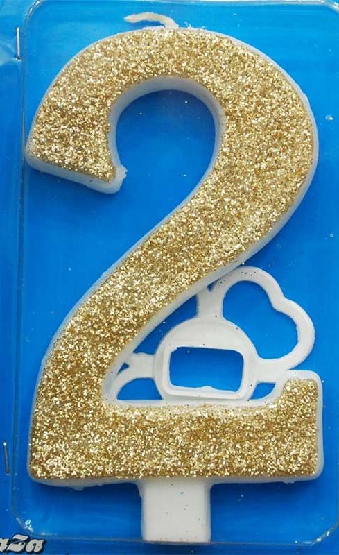 Broj 2 Mega svećica zlatna