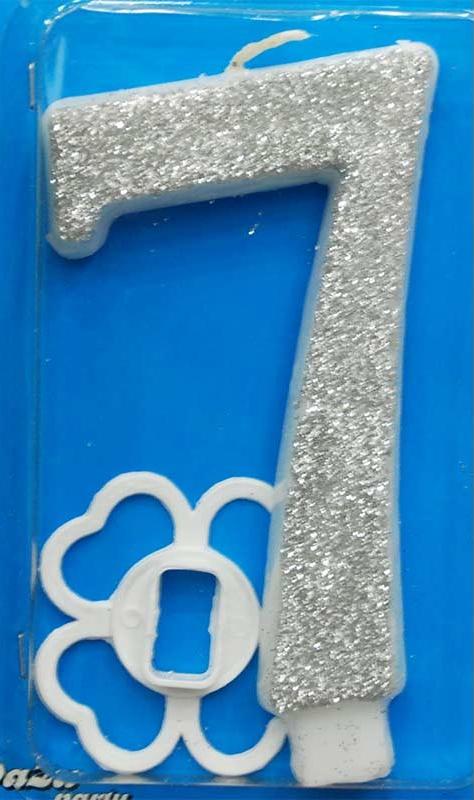 Broj 7 Mega svećica srebrna