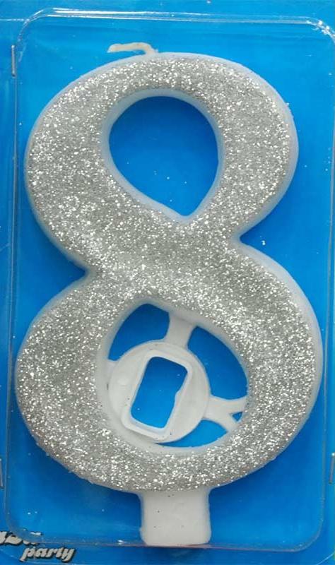 Broj 8 Mega svećica srebrna