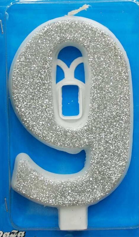 Broj 9 Mega svećica srebrna