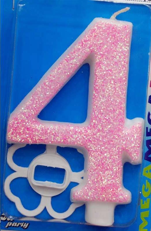 Broj 4 Mega svećica roze