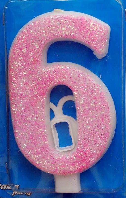 Broj 6 Mega svećica roze