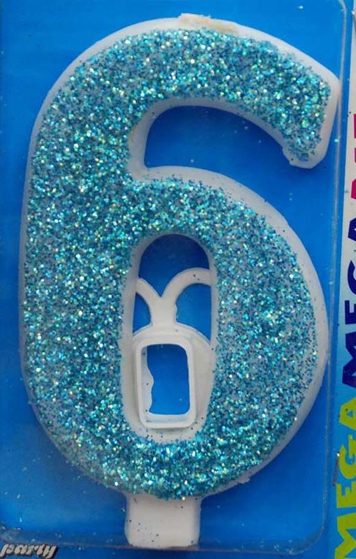 Broj 6 Mega svećica plava