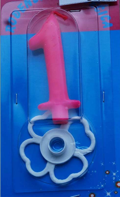 Svećica broj 1 roze