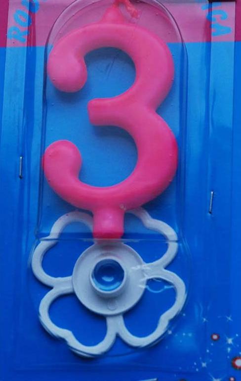 Svećica broj 3 roze