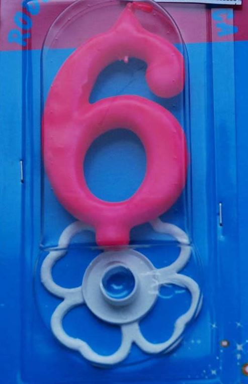 Svećica broj 6 roze