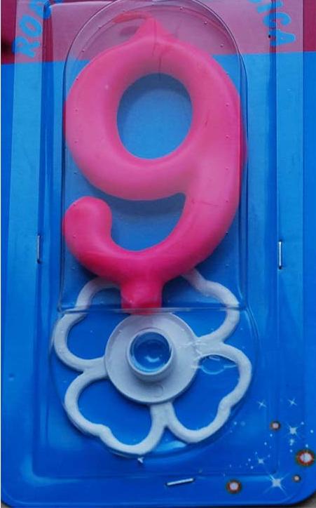 Svećica broj 9 roze