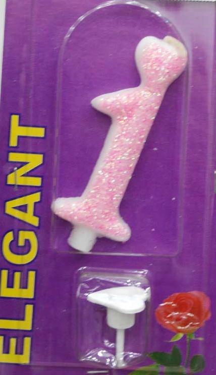 Elegant svećica broj 1 roze
