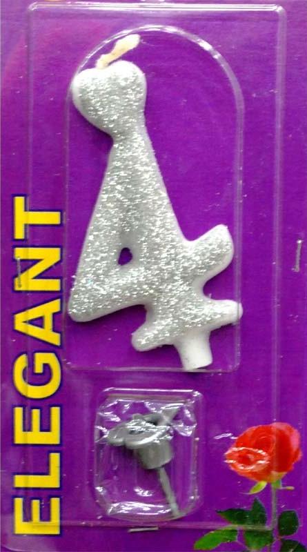 Elegant svećica broj 4 srebrna