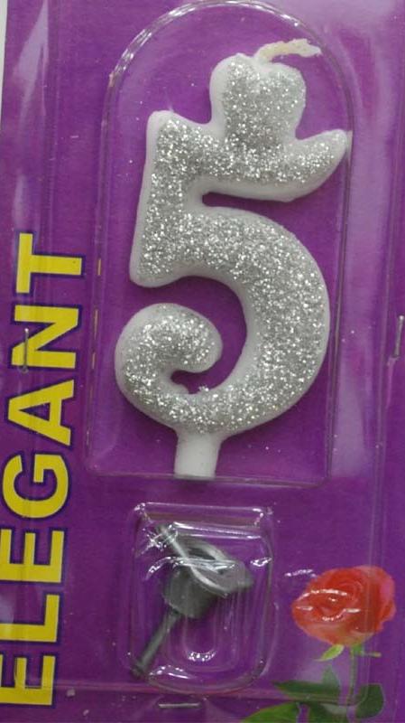 Elegant svećica broj 5 srebrna