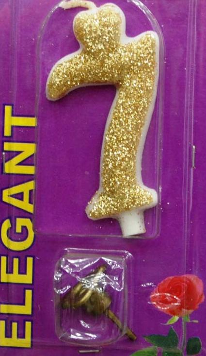 Elegant svećica broj 7 zlatna