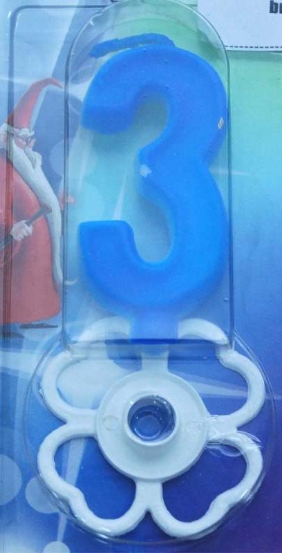 Magična svećica broj 3 plava