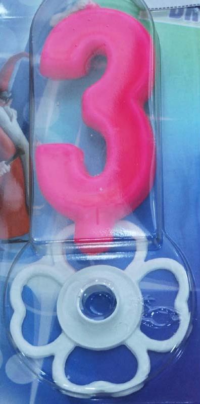 Magična svećica broj 3 roze