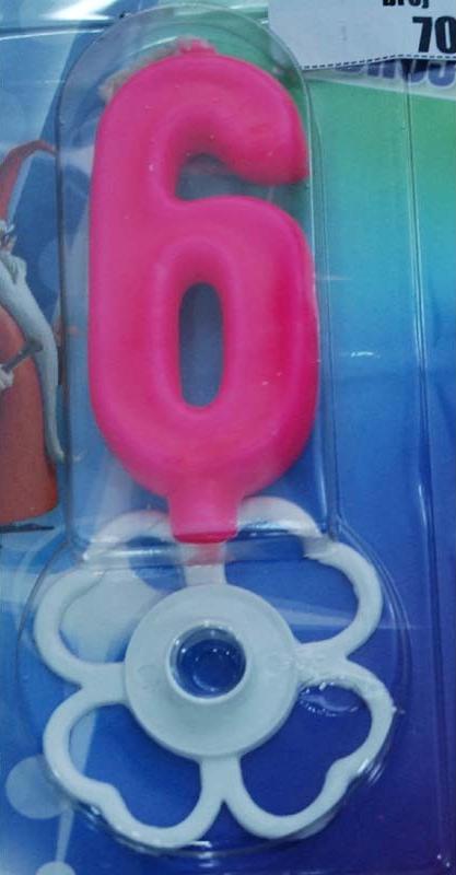 Magična svećica broj 6 roze