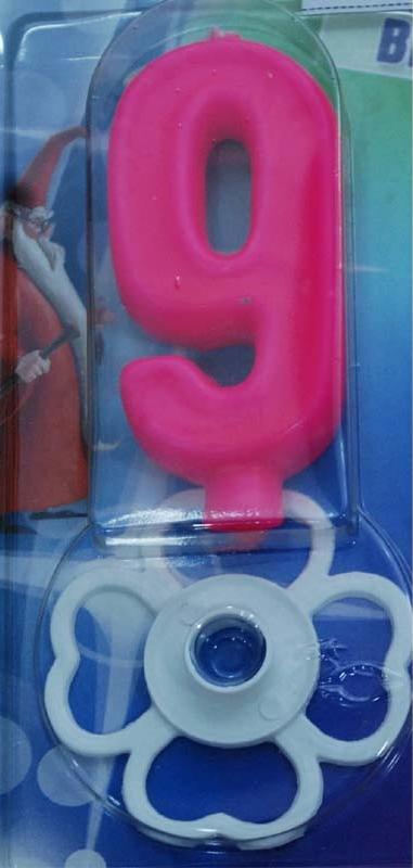 Magična svećica broj 9 roze