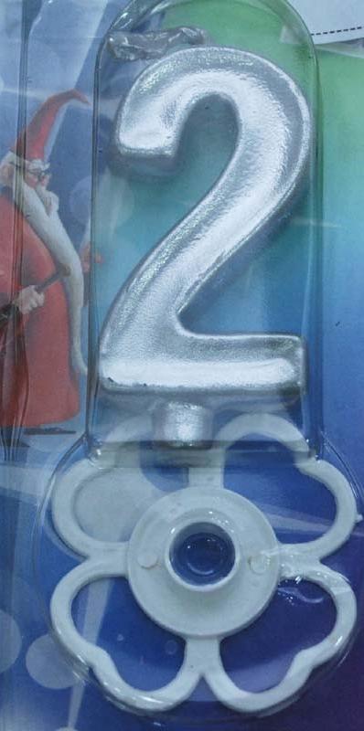 Magična svećica broj 2 srebrna