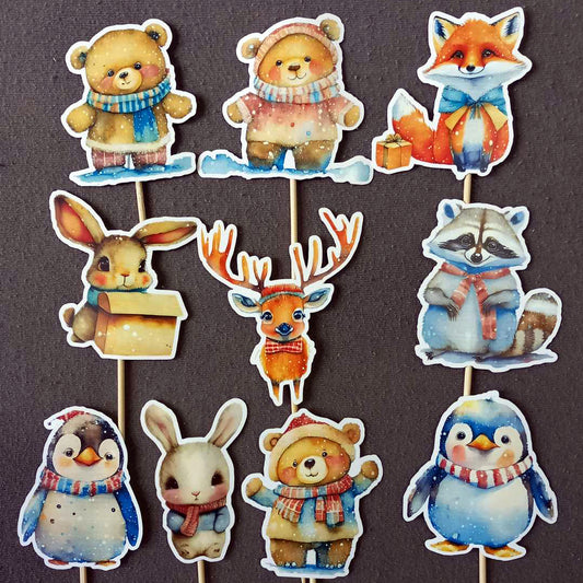 Zimske životinje toperi za dekoraciju