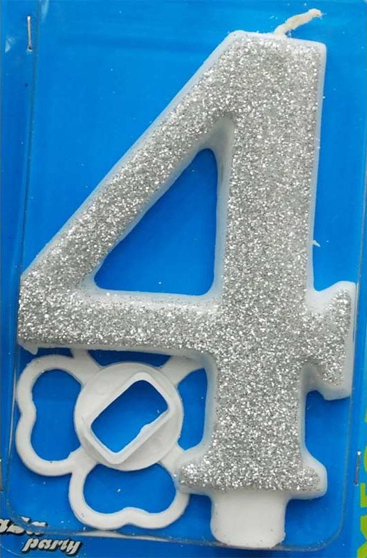 Broj 4 Mega svećica srebrna