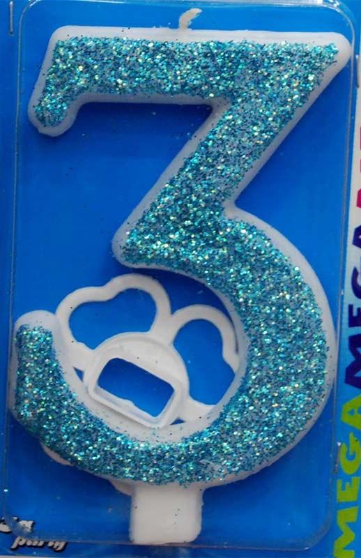 Broj 3  Mega svećica plava