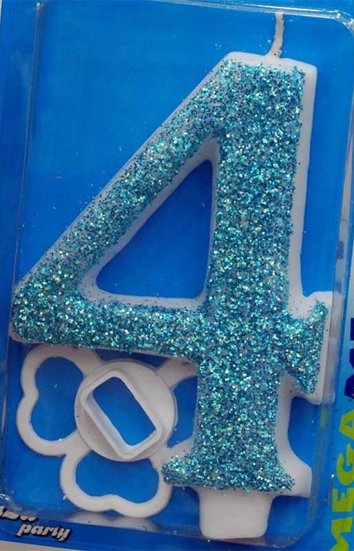 Broj 4 Mega svećica plava