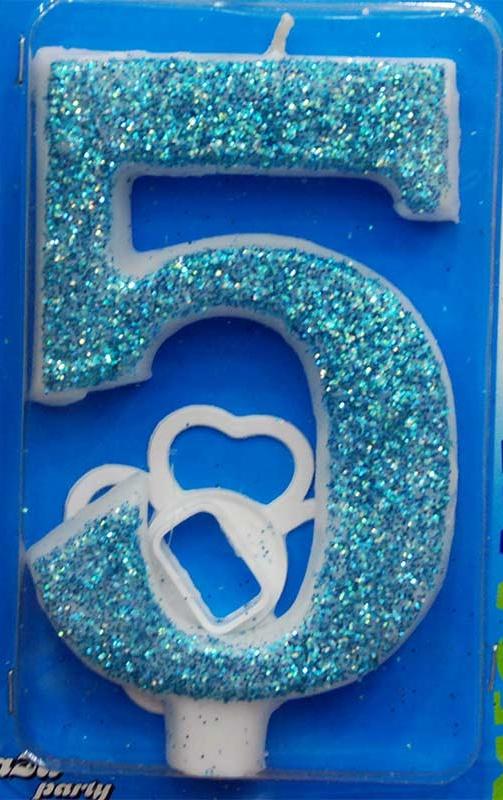 Broj 5 Mega svećica plava