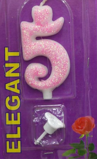 Elegant svećica broj 5 roze