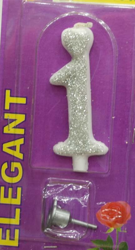 Elegant svećica broj 1 srebrna