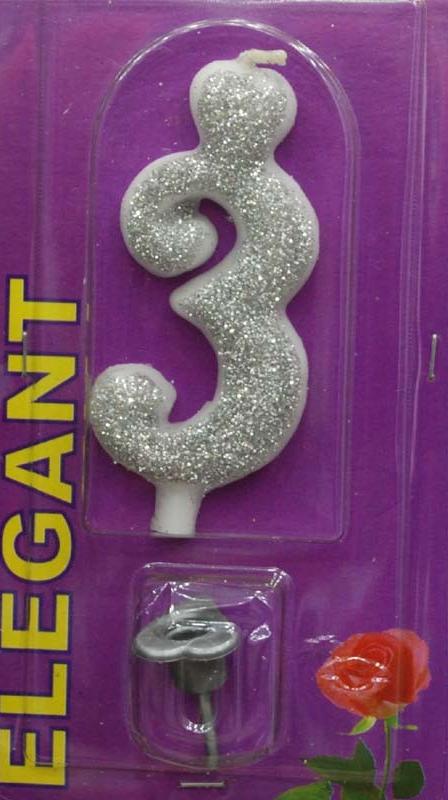 Elegant svećica broj 3 srebrna