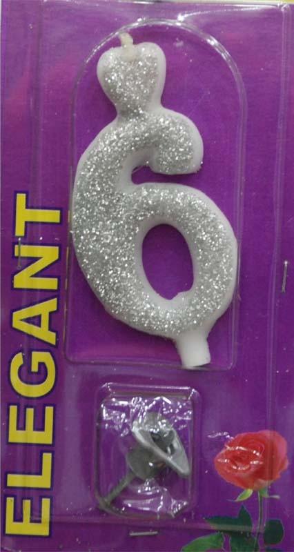 Elegant svećica broj 6 srebrna