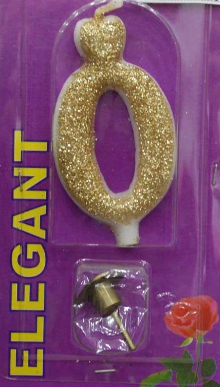 Elegant svećica broj 0 zlatna