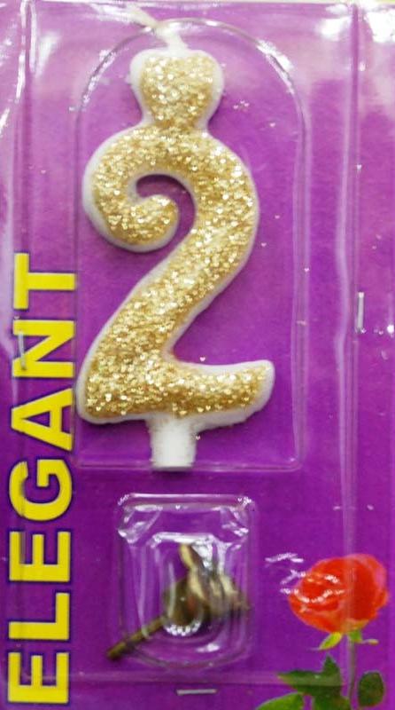 Elegant svećica broj 2 zlatna