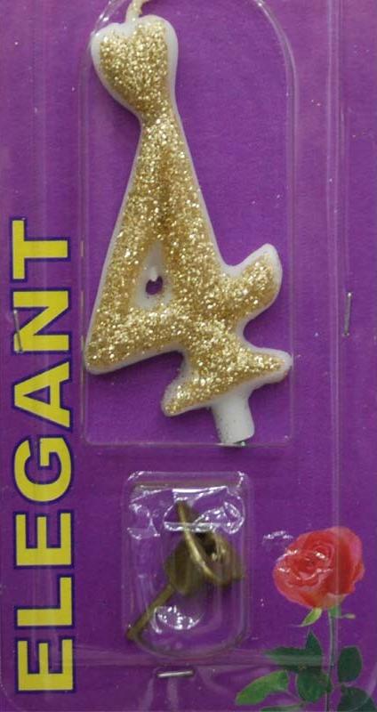 Elegant svećica broj 4 zlatna