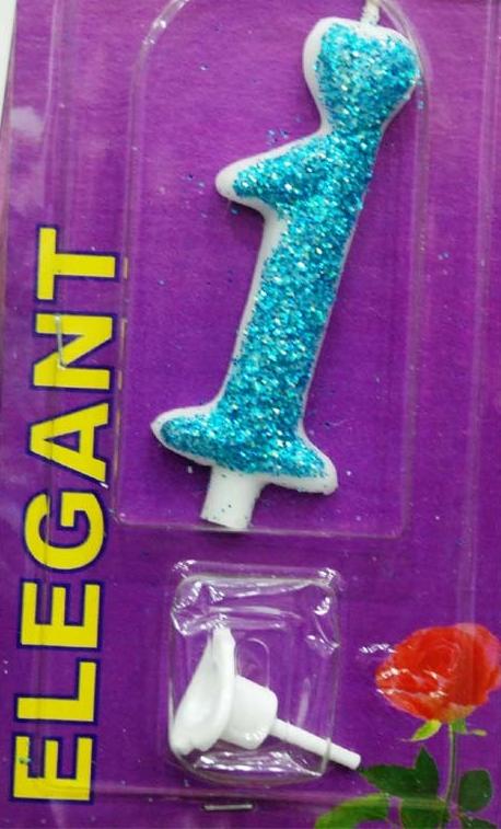 Elegant svećica broj 1 plava