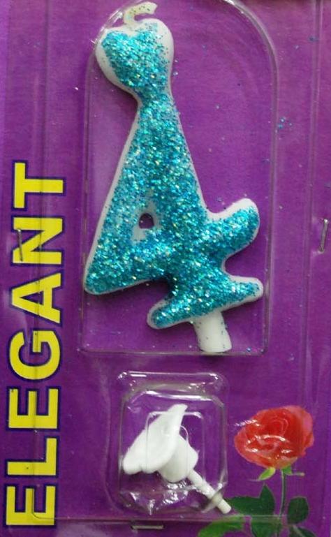 Elegant svećica broj 4 plava