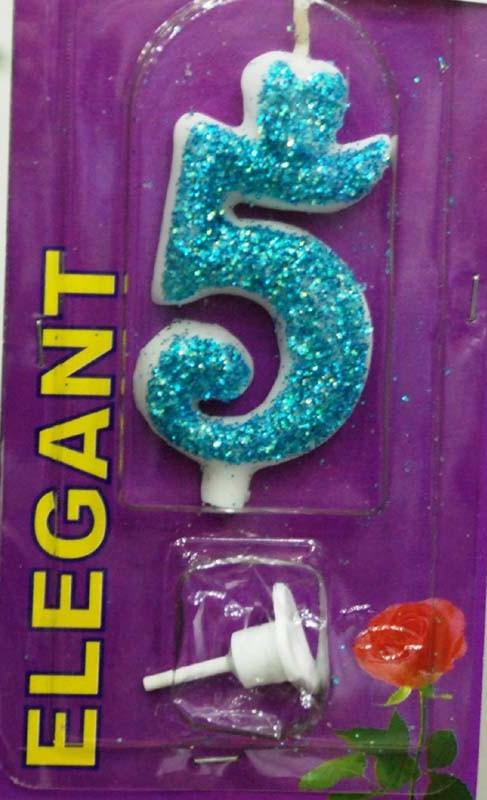 Elegant svećica broj 5 plava