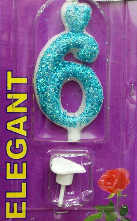 Elegant svećica broj 6 plava