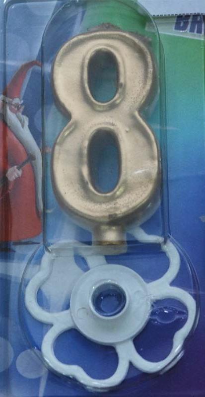 Magična svećica broj 8 zlatna